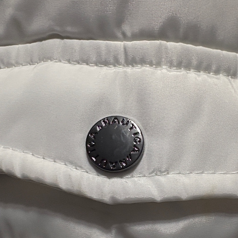 Nautica Women's White Puffer Jacket Faux Fur - Picture 6 of 7
